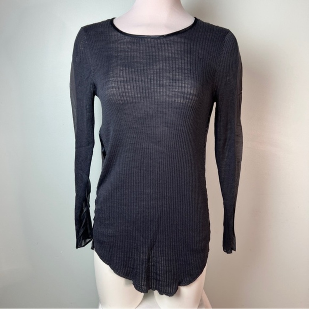 Etcetera Charcoal Ribbed Long Sleeve Sweater